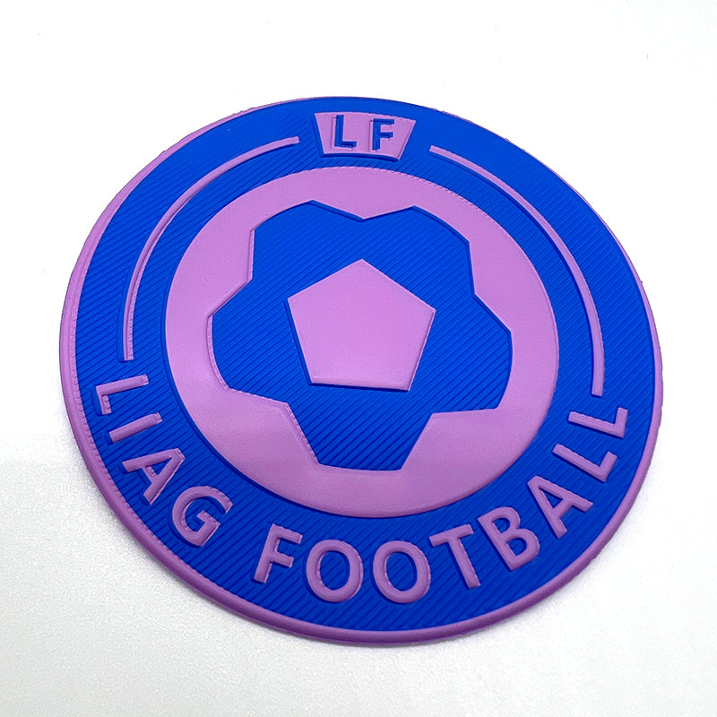 Custom 3D effect TPU heat transfer label on a black sportsware
