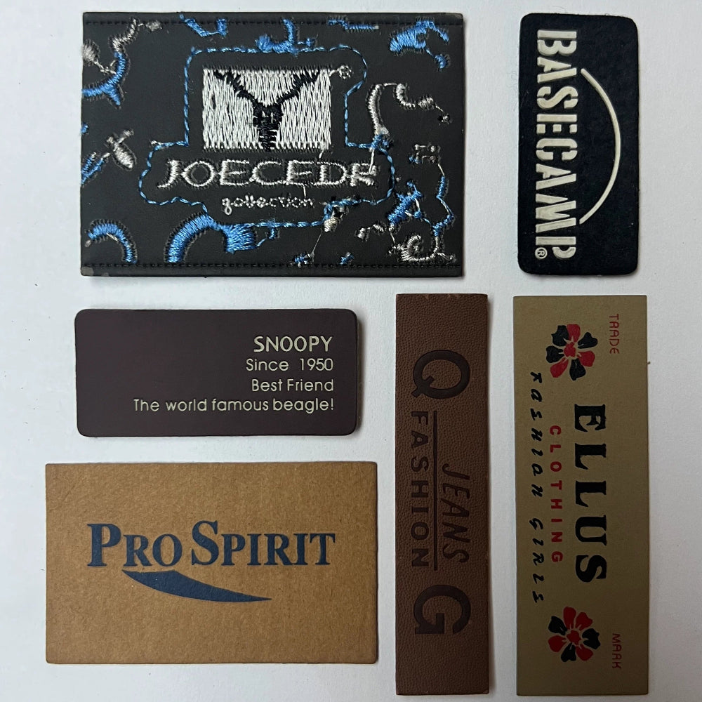 Custom debossed logo on a real leather patch for jeans