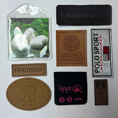 Custom debossed logo on a real leather patch for jeans