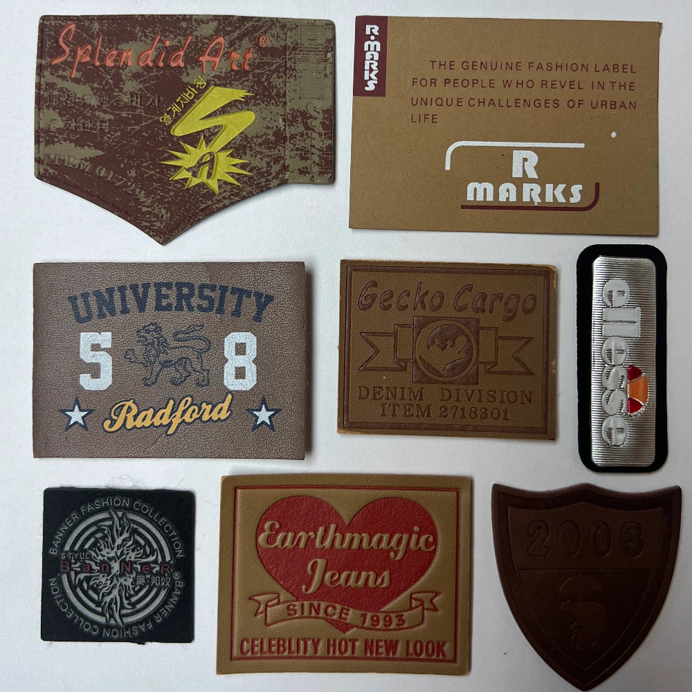 Custom debossed logo on a real leather patch for jeans