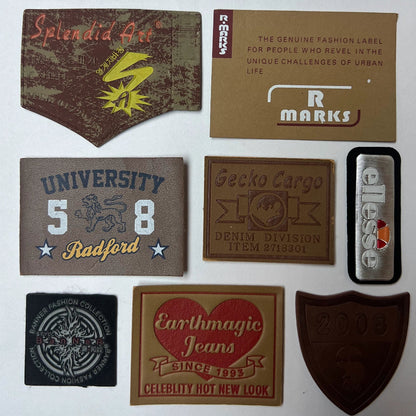 Custom debossed logo on a real leather patch for jeans