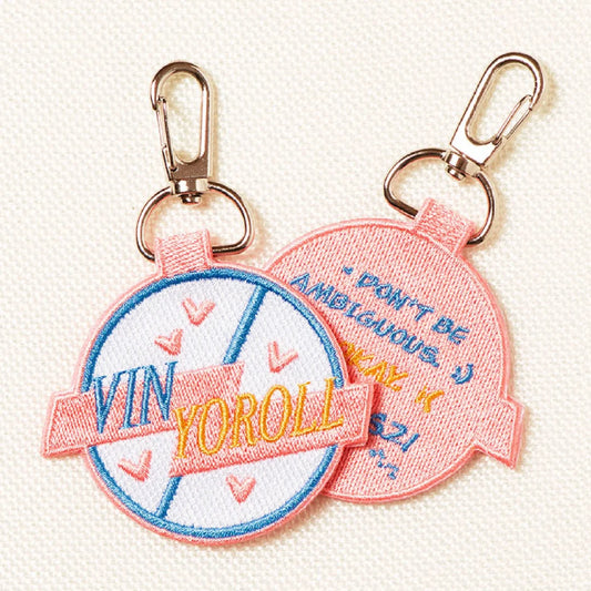Custom embroidered logo label fabric keychain keyring